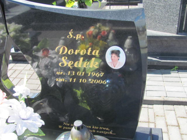 Dorota Sędek 1967 Proszowice - Grobonet - Wyszukiwarka osób pochowanych