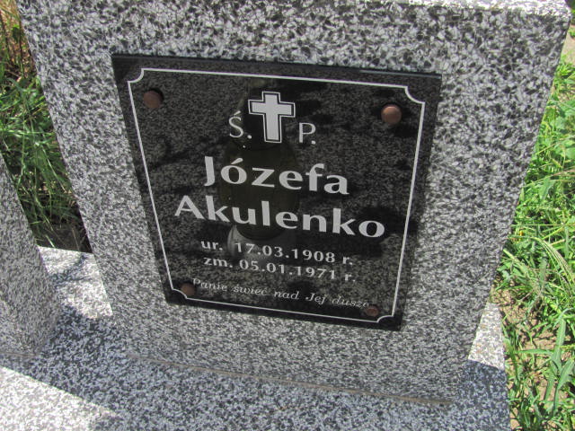 Józefa Akulenko 1908 Proszowice - Grobonet - Wyszukiwarka osób pochowanych